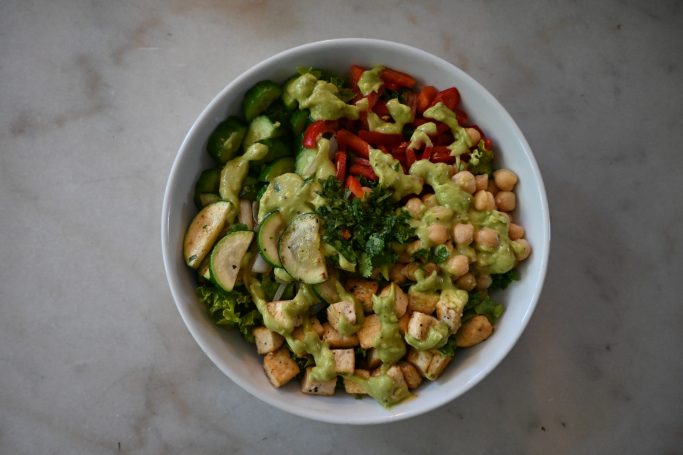 Tofu Chickpea Salad Bowl